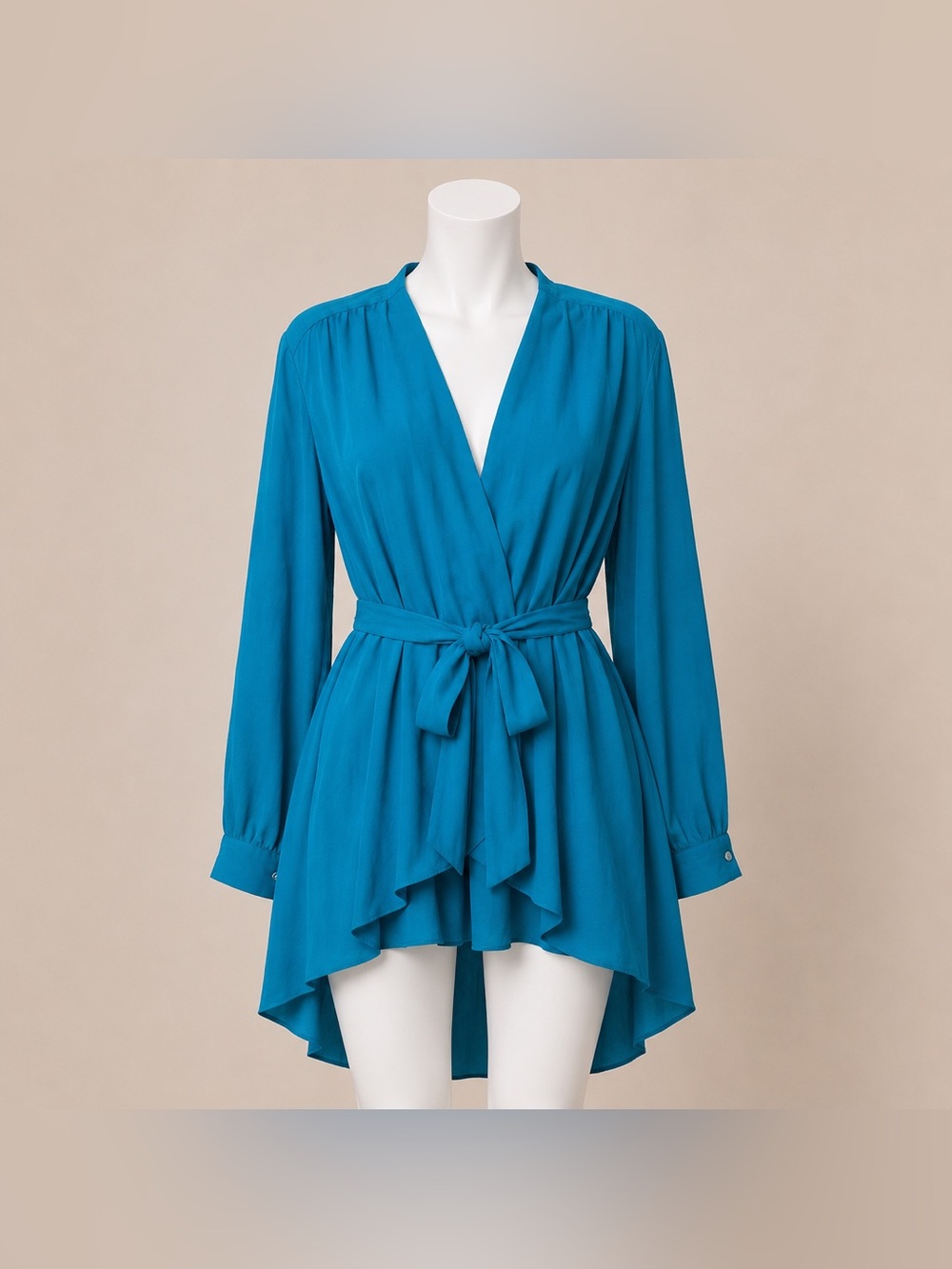 City Chic Teal Tie Waist Sheer Duster Kimono Cover Up XXL 24